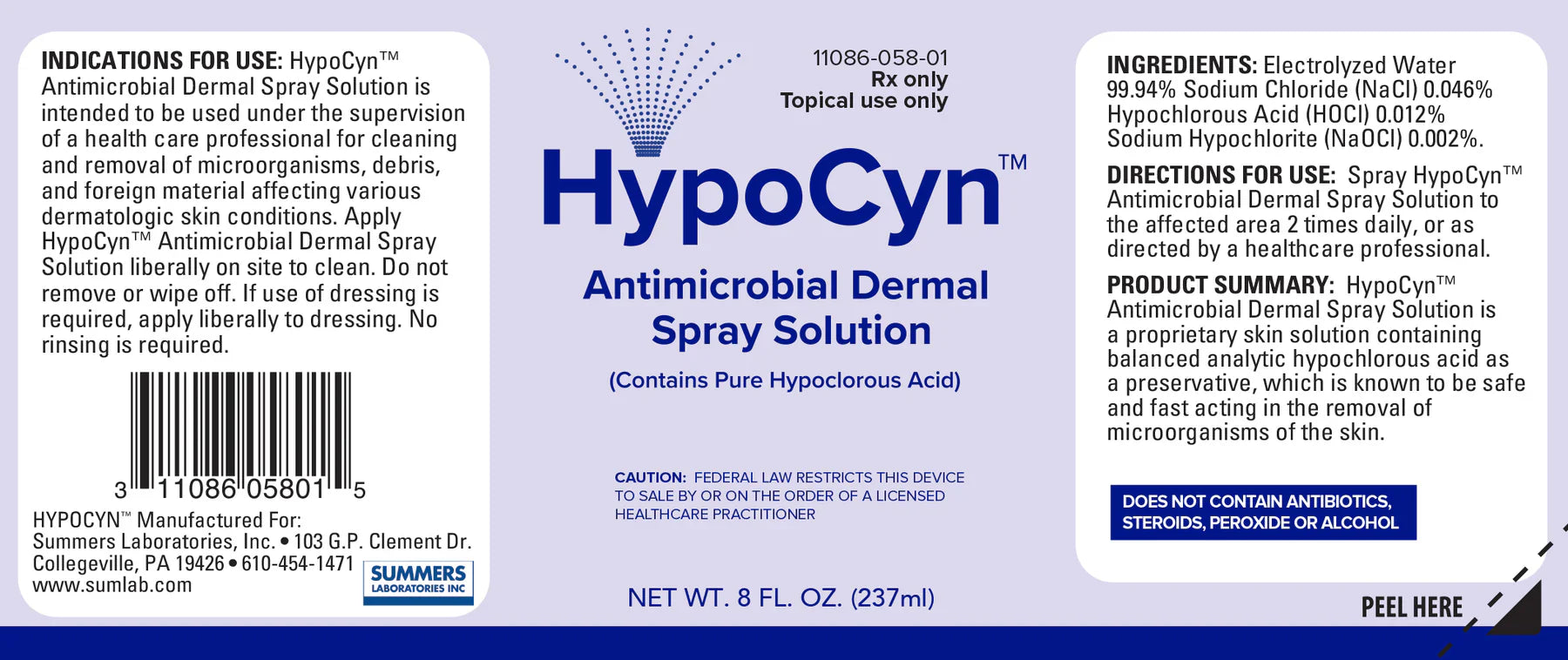 HypoCyn Antimicrobial Dermal Spray Solution 8oz